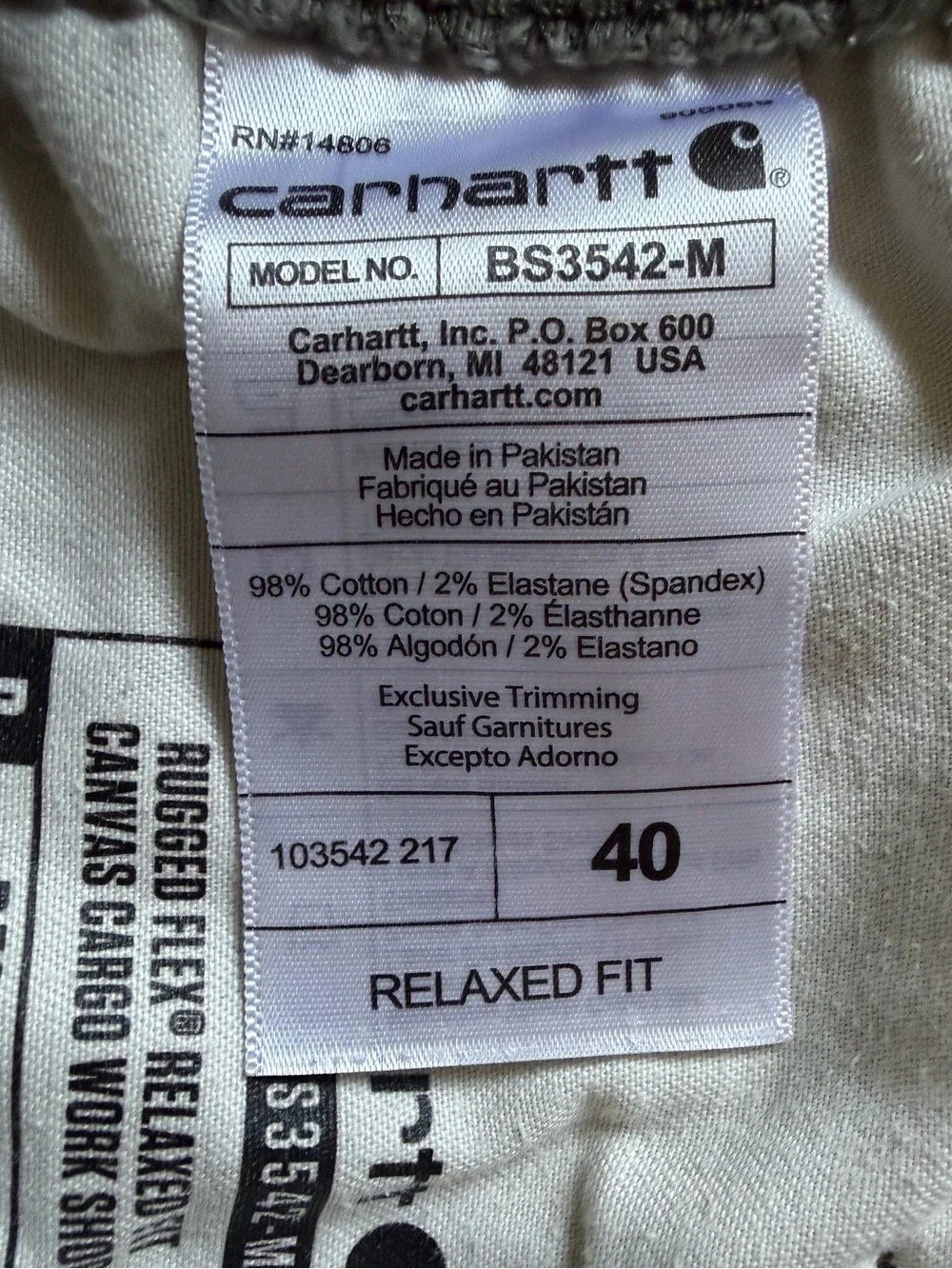 Carhartt Rugged Flex Canvas Cargo Shorts 11” Men’s 40 Olive Green Relaxed Fit